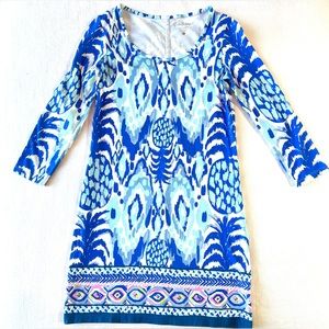 Lilly Pulitzer Blue and White Long Sleeve Shift Dress